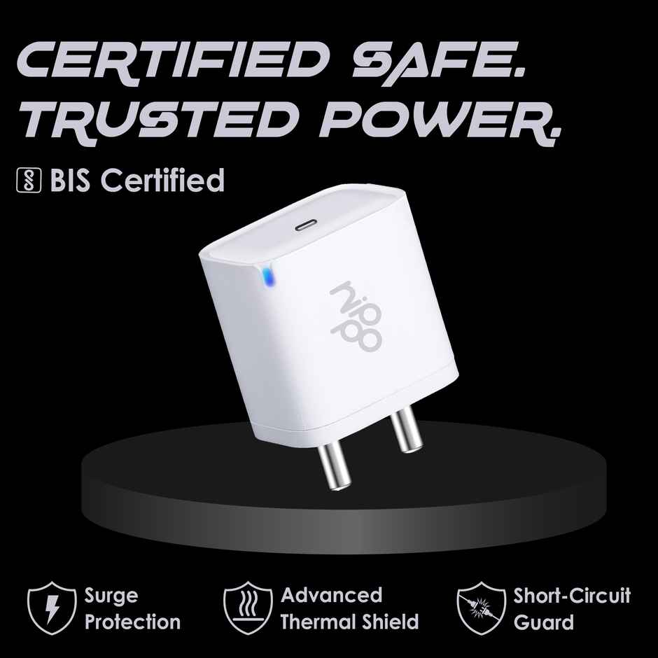 Nippo 20W Fast Charger With Charging Indicator | Gan Technology | White