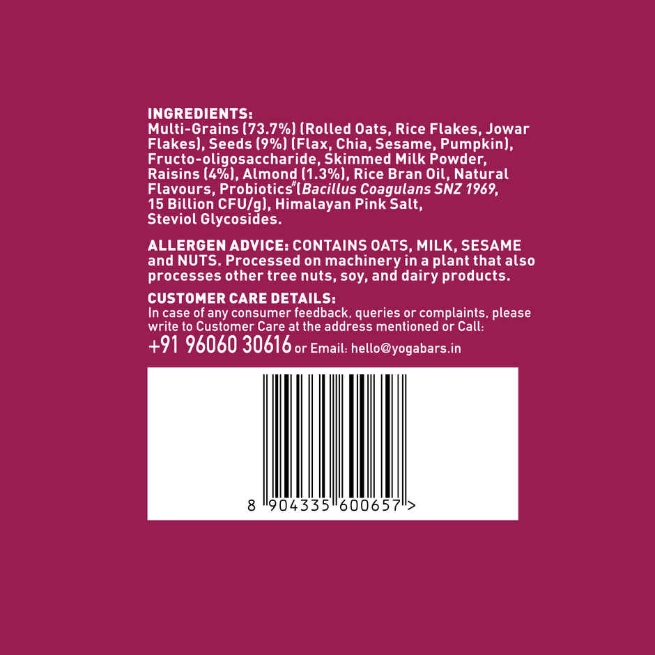 Yoga Bar Super Muesli,No Added  Sugar,Probiotics & Prebiotics,82%Whole Grains+Seeds+Almonds