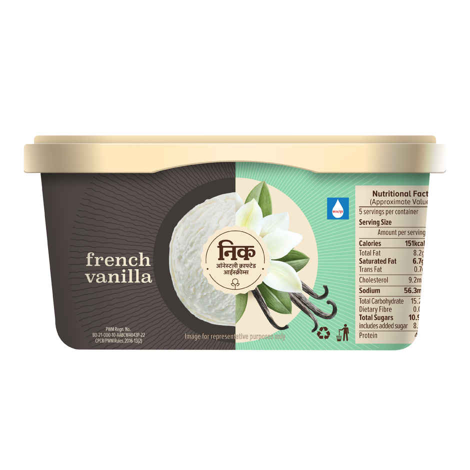 NIC French Vanilla Ice Cream Tub | Preservative Free | No Artificial Flavors