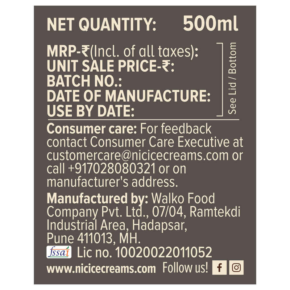 NIC French Vanilla Ice Cream Tub | Preservative Free | No Artificial Flavors