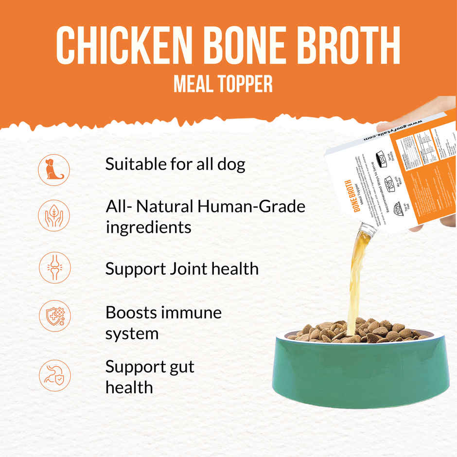 Goofy Tails Chicken Bone Broth for Dogs | Collagen Rich Dog and Puppy Food Topper