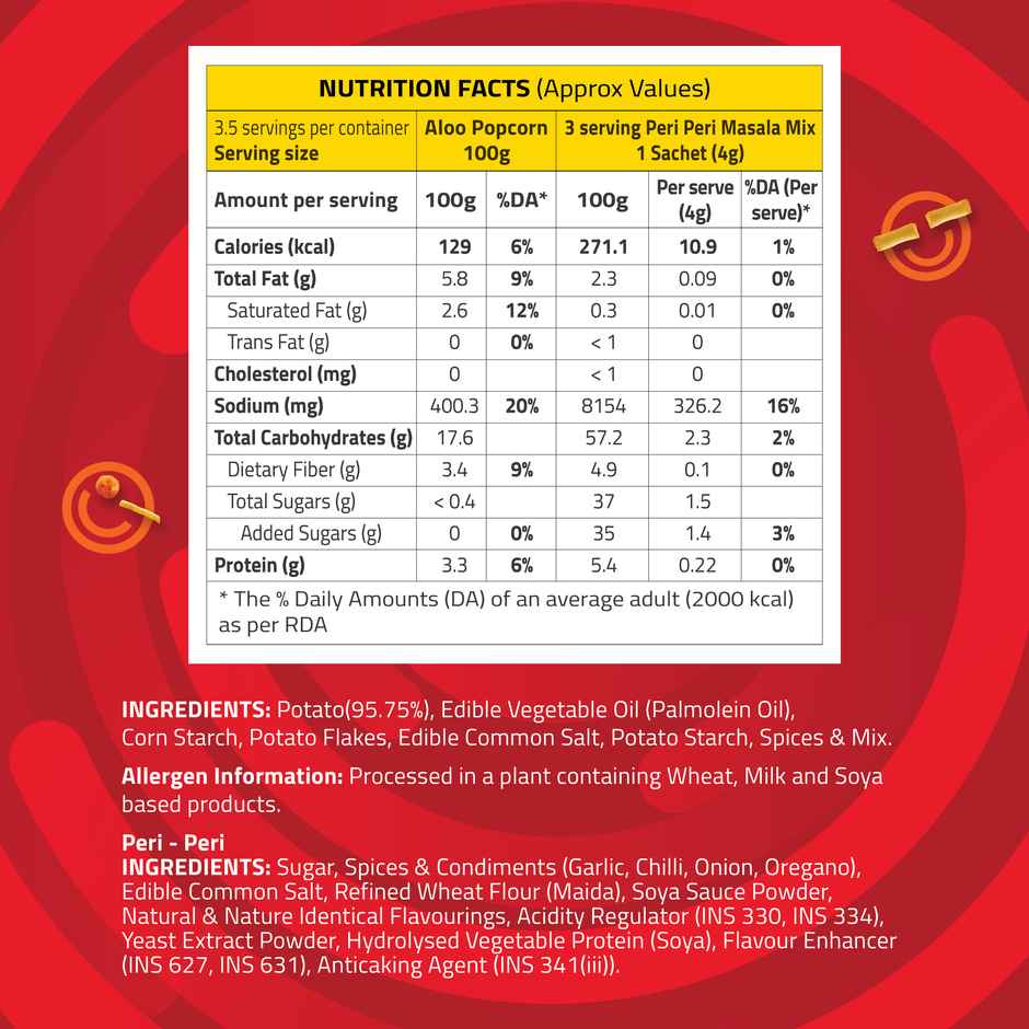 Hungritos Peri Peri Aloo Popcorn | Super Crunchy Snack