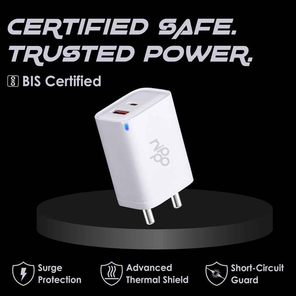 Nippo 45W Turbo Charger With Charging Indicator | Gan Technology | White