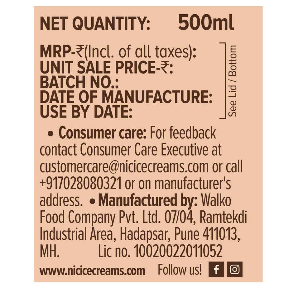 NIC Roasted Almond Ice Cream Tub | Preservative Free | No Artificial Flavors