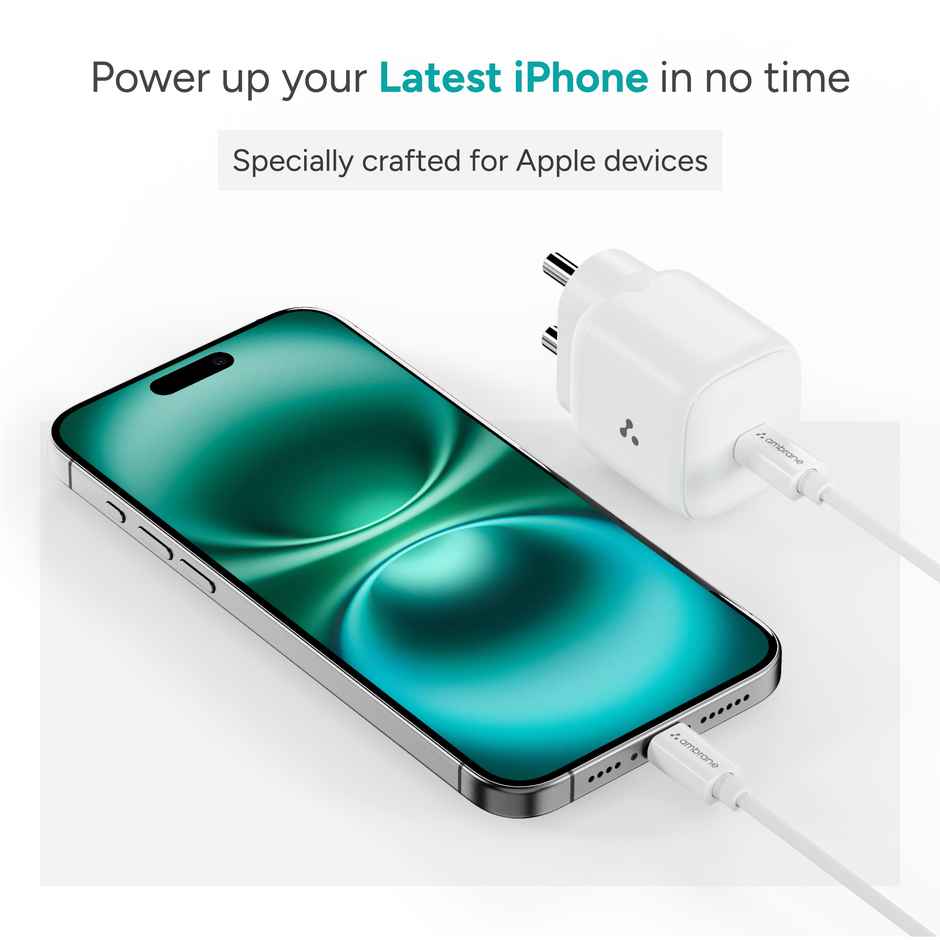 Ambrane 45W Dual Port GaN Charger | Type C Compatible with MacBook-Laptops-Android & iPhones