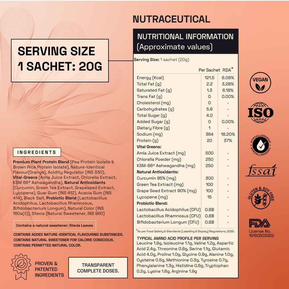 Ace Blend Premium Plant Protein | Orange | Daily