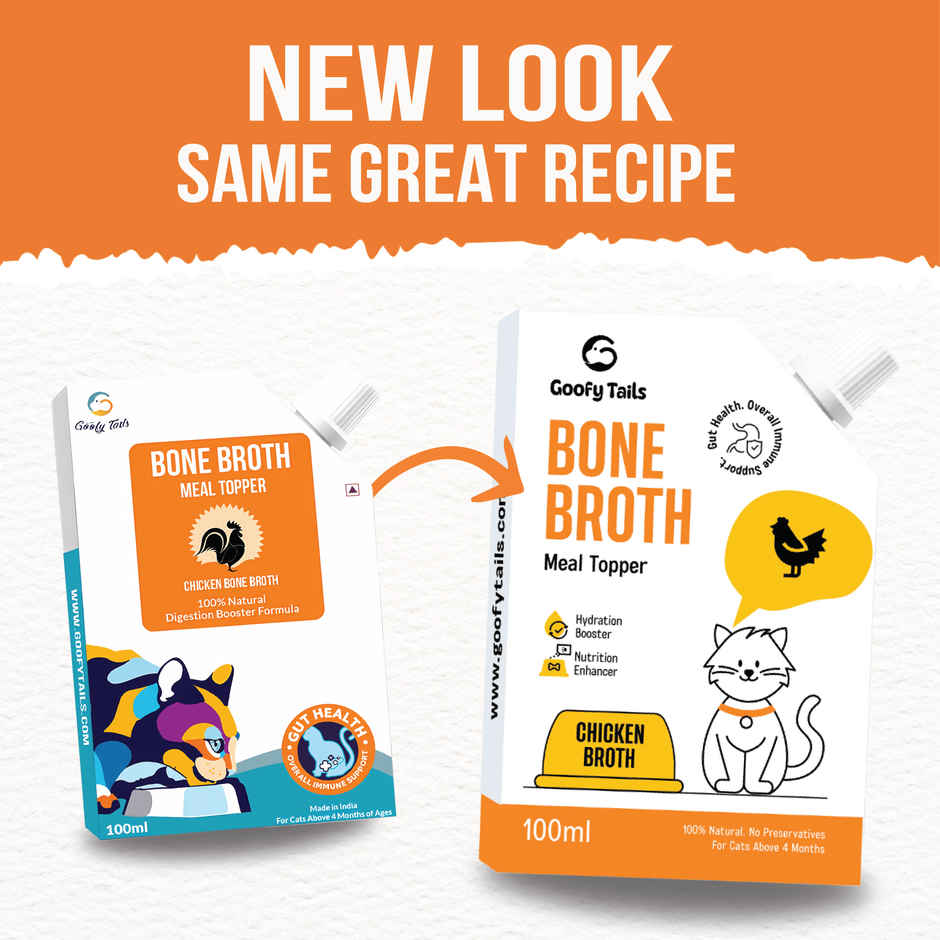 Goofy Tails Chicken Bone Broth for Cats | Collagen Rich Cat and Kitten Food Topper
