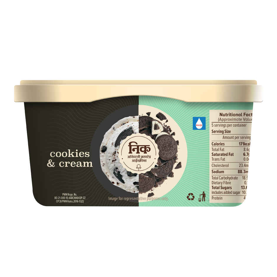 NIC Cookies N Cream Ice Cream Tub | Preservative Free | No Artificial Flavors