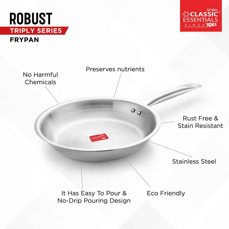 Classic Essentials Robust Triply Fry Pan 24 Cm Diameter 1.7 L Capacity Triply Induction Bottom