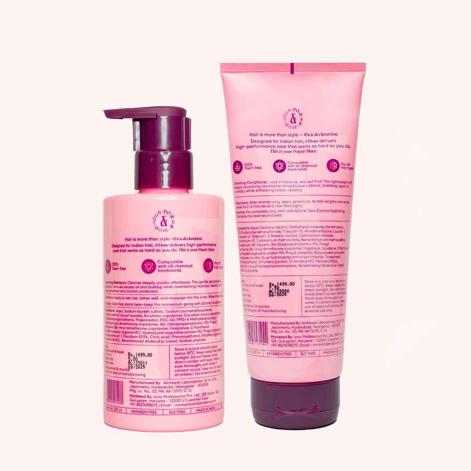 &Done Take Control Hydrating Shampoo (300ml) & Done Take Control Shielding Conditioner (200ml) Combo