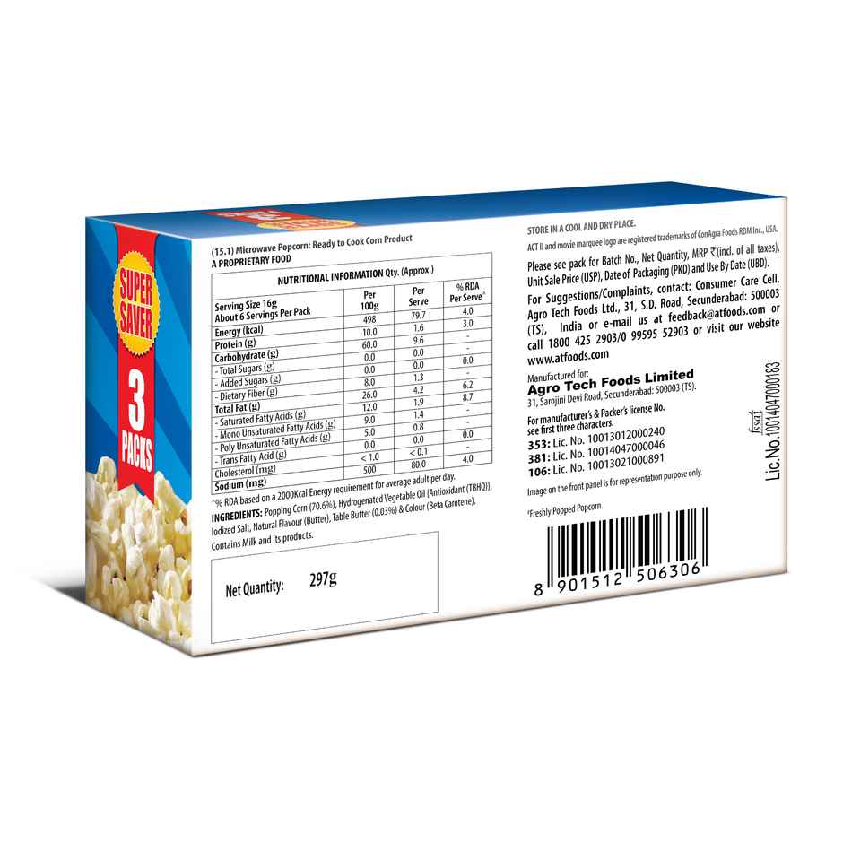 ACT II Microwave Popcorn - Butter, 3's pack offer, Hot & Fresh in 3 mins