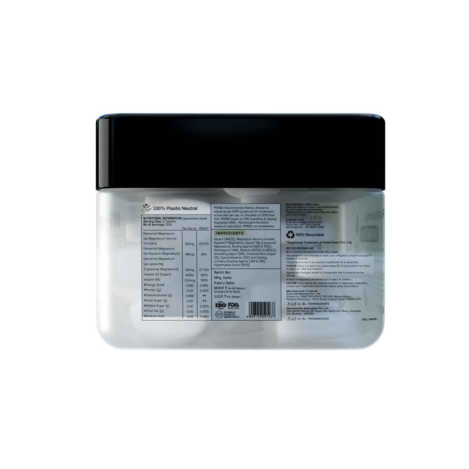 Ace Blend Max Magnesium Tablets 440mg | Magnesium Glycinate - Liposomal Lipoza - Aquamin