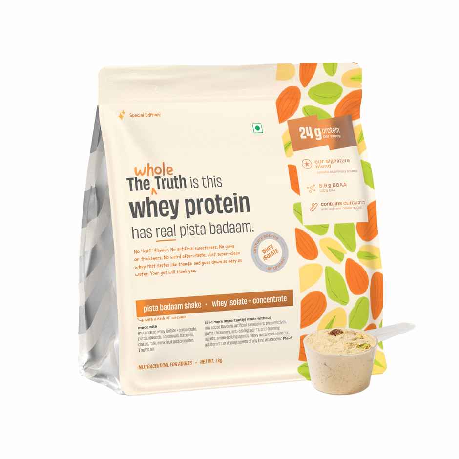 The Whole Truth Whey Protein Powder Pista Badaam Shake (24g Protein Per Scoop)