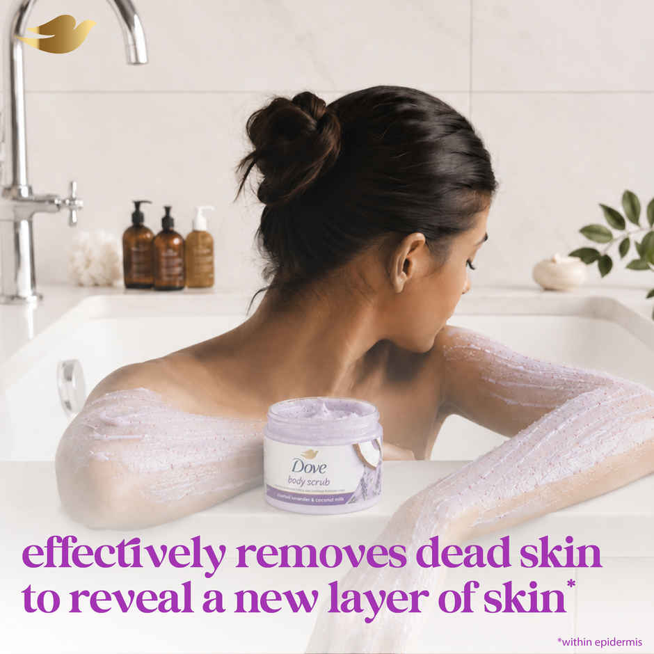 Dove Exfoliating Body Polish Scrub Crushed Lavender & Coconut Milk For Dry Skin