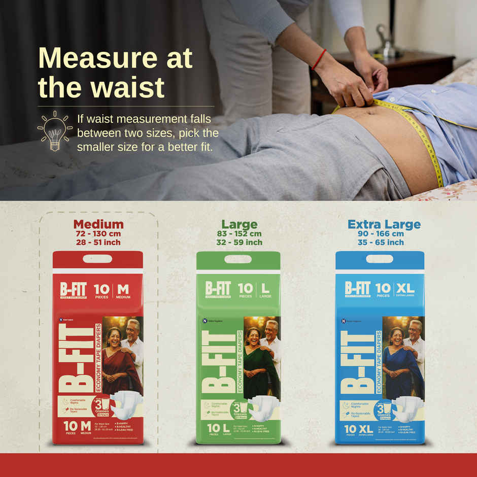 B-FIT Adult Diaper Tape | Economy Type | M | 28.35 - 51.18 inch