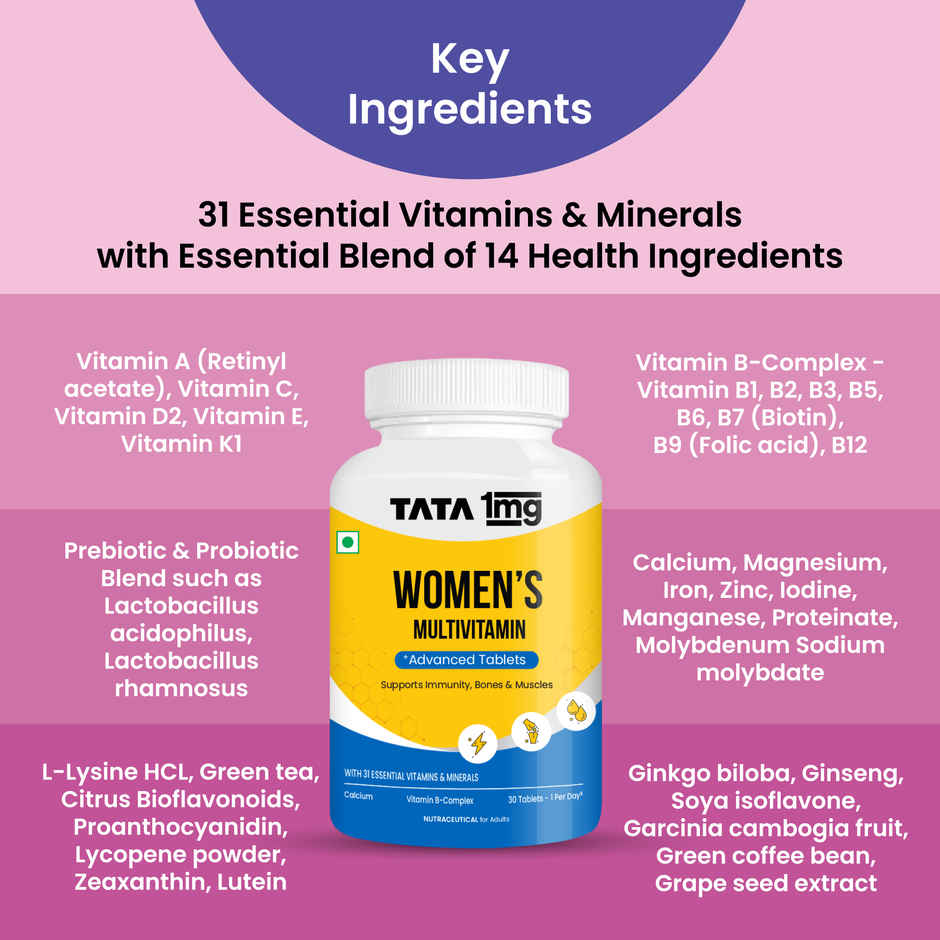 Tata 1mg Women's Multivitamin Veg Tablet