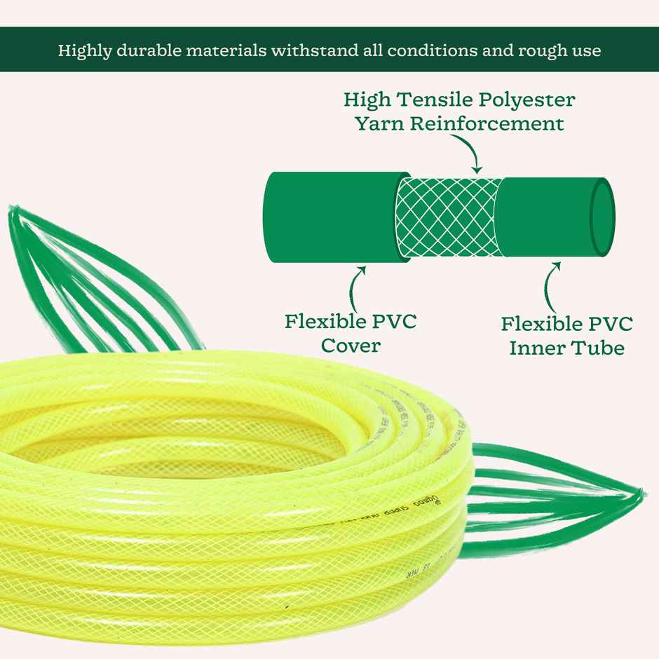 Ugaoo Super Braided PVC Water Hose Pipe - 10 m | Green