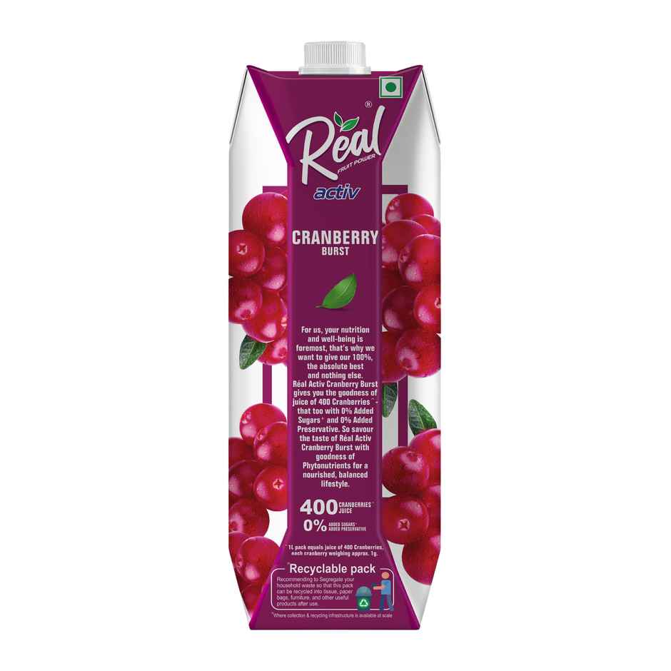 Real Activ Cranberry Juice | No Added Sugars & Preservatives
