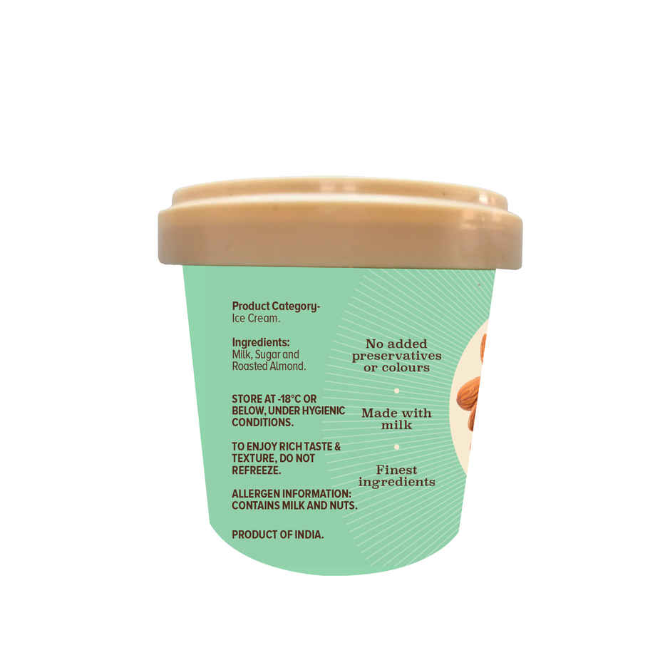 NIC Roasted Almond Ice Cream Tub | Preservative Free | No Artificial Flavors