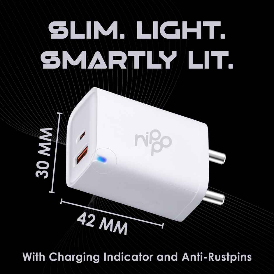 Nippo 45W Turbo Charger With Charging Indicator | Gan Technology | White