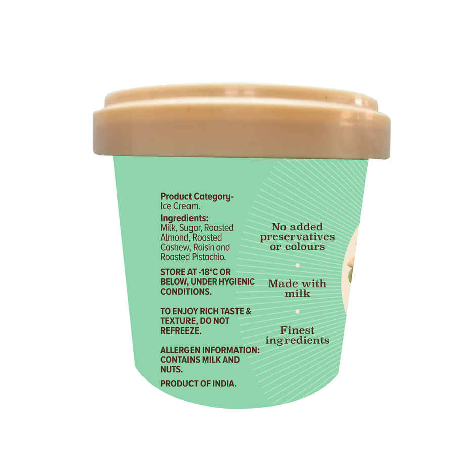 NIC Dry Fruit Overload Ice Cream Tub | Preservative Free | No Artificial Flavors