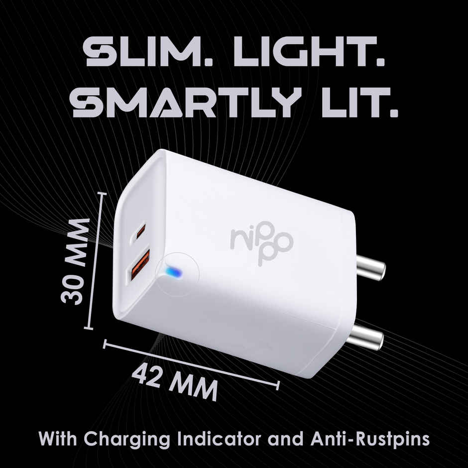 Nippo 45W Turbo Charger With Charging Indicator | Gan Technology | White