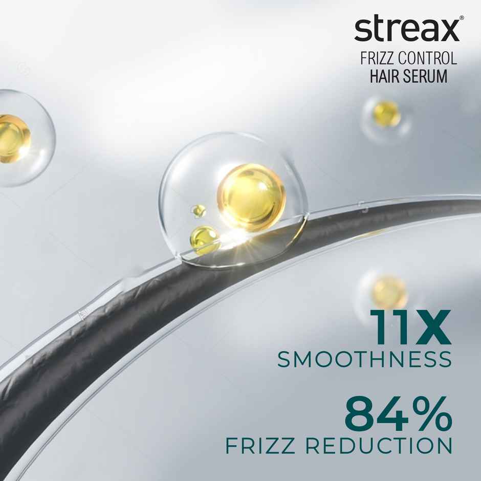Streax Frizz-Control Hair Serum with Bio Elixir - 72H Frizz Protection, 84% Frizz Reduction