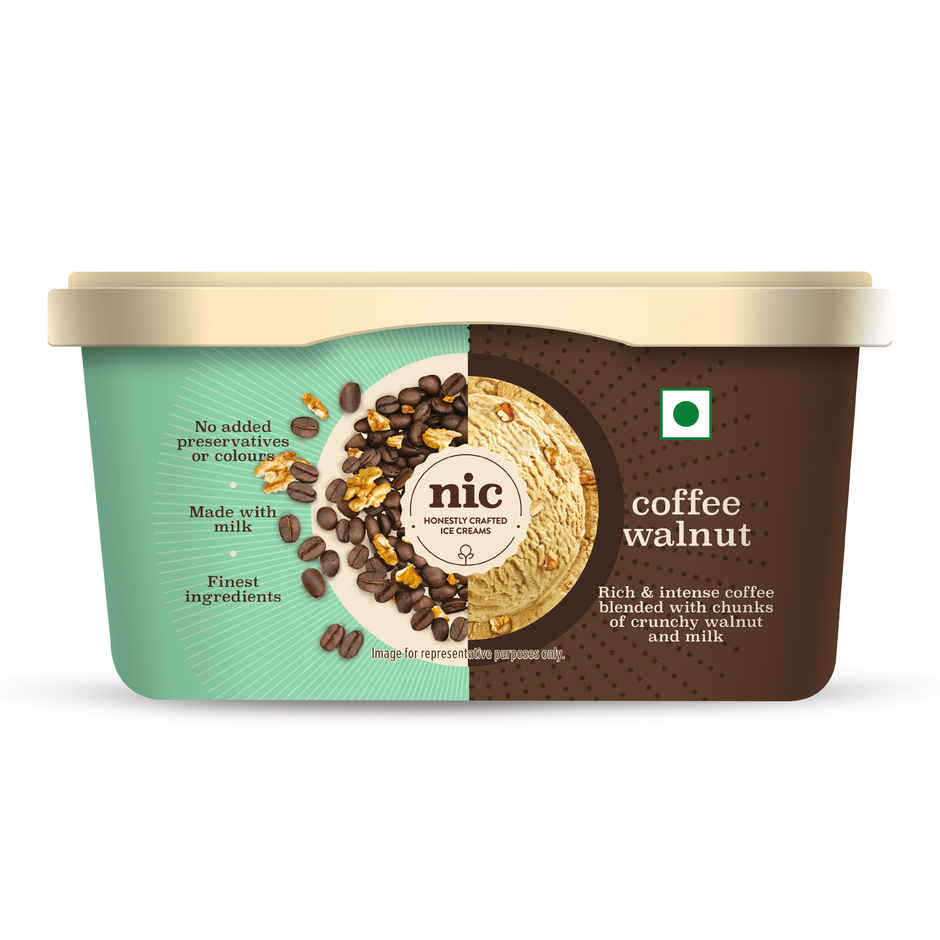 NIC Coffee Walnut Ice Cream Tub | Preservative Free | No Artificial Flavors