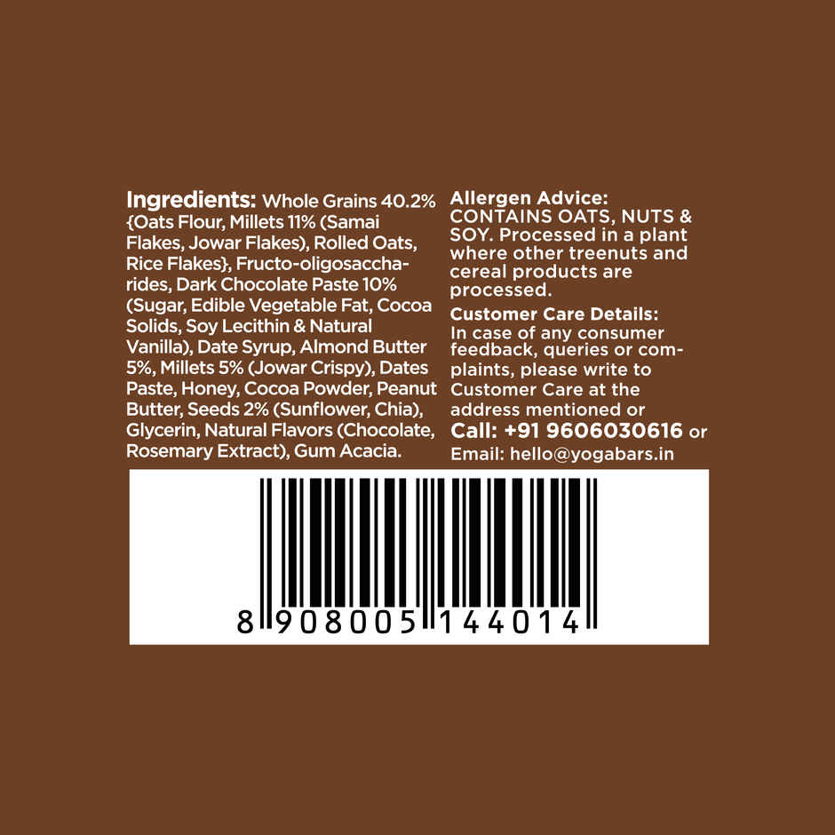 Yogabar Multigrain Energy Bars Chocolate Chunk with Nuts, Oats and Millets,Chia Seeds Combo