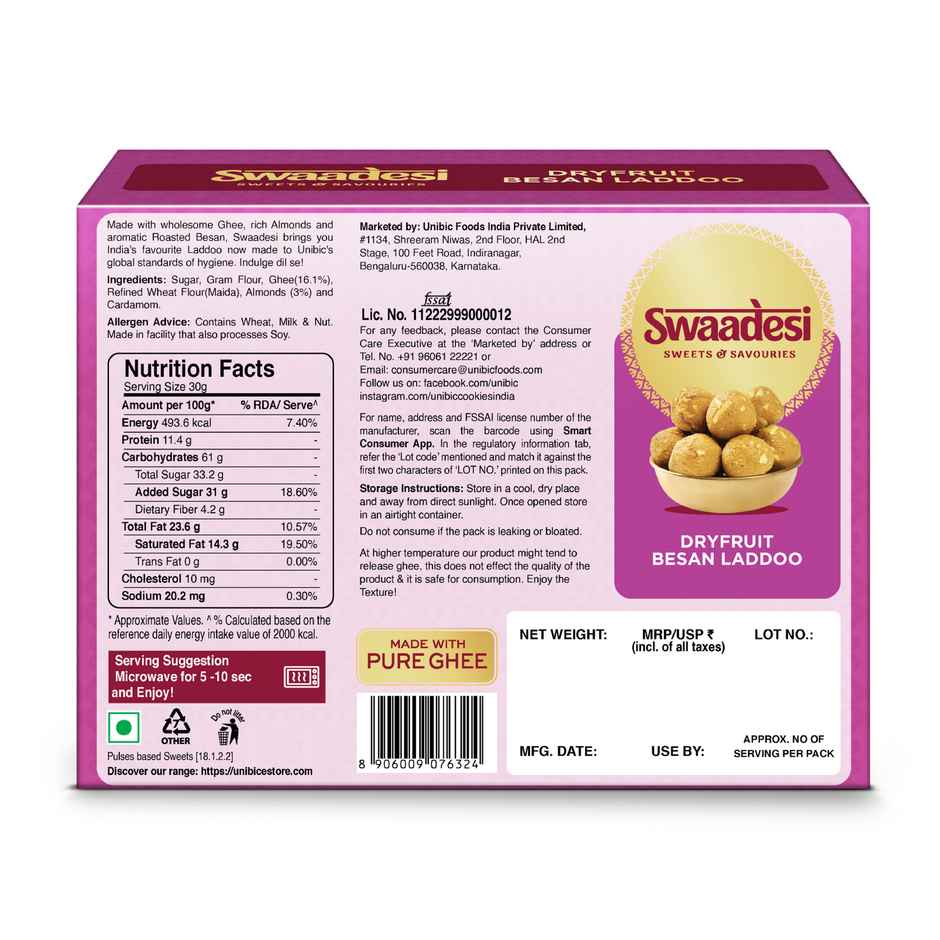 Ghee Dry Fruit Besan Laddoo By UNIBIC Swaadesi