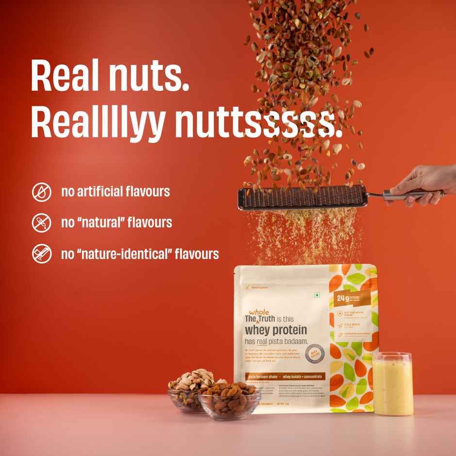 The Whole Truth Whey Protein Powder Pista Badaam Shake (24g Protein Per Scoop)