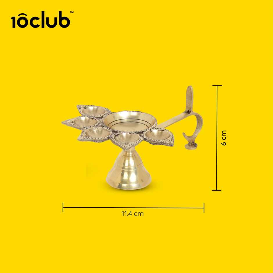 Panch Aarti 100% Pure Brass Diya | Golden | Traditional | Diya-Pooja | 10Club