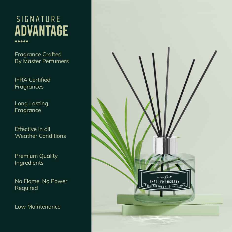 Aromahpure Premium Reed Diffuser - Lemongrass, With 6 Fiber Reed Stick