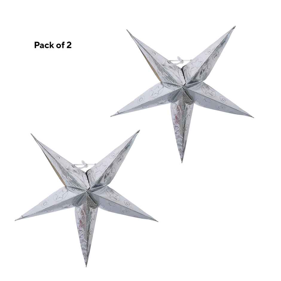 Christmas Hanging Silver Star Lantern | 27 cm | Mad Over Print
