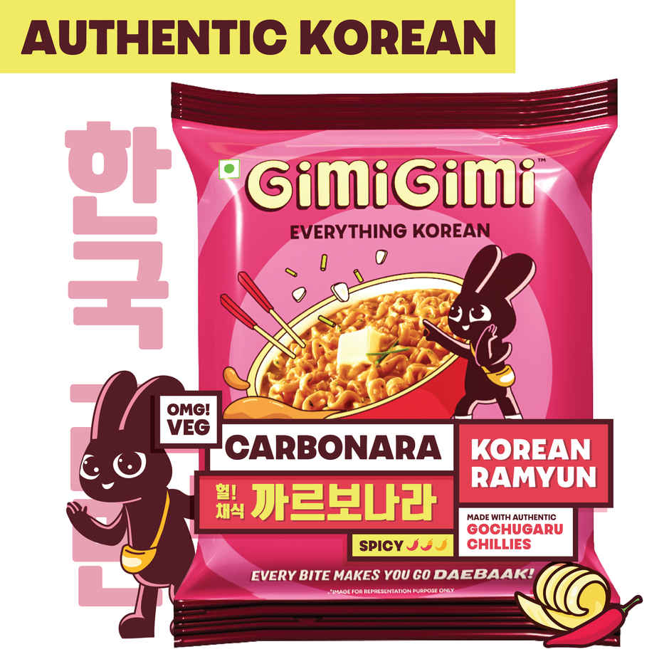 Gimi Gimi - Veg Carbonara - Veg Korean Ramen Noodles Combo