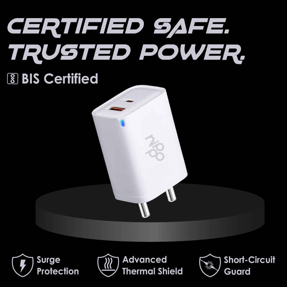 Nippo 45W Turbo Charger With Charging Indicator | Gan Technology | White