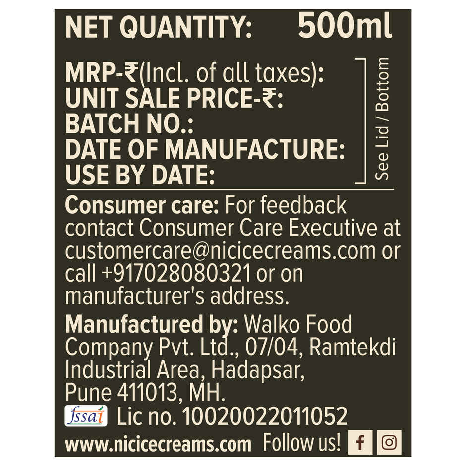 NIC Cookies N Cream Ice Cream Tub | Preservative Free | No Artificial Flavors