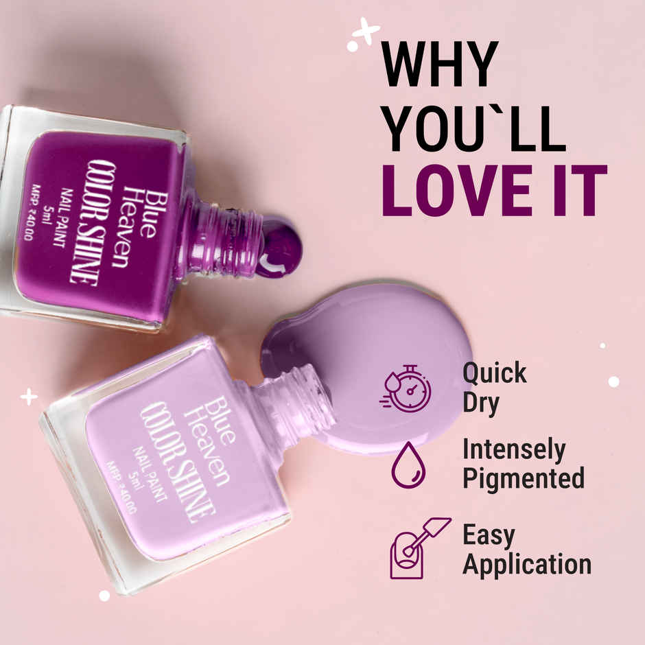 Blue Heaven Color Shine Nail Polish | Glossy Gel Finish | Quick Drying Formula | Shade 09