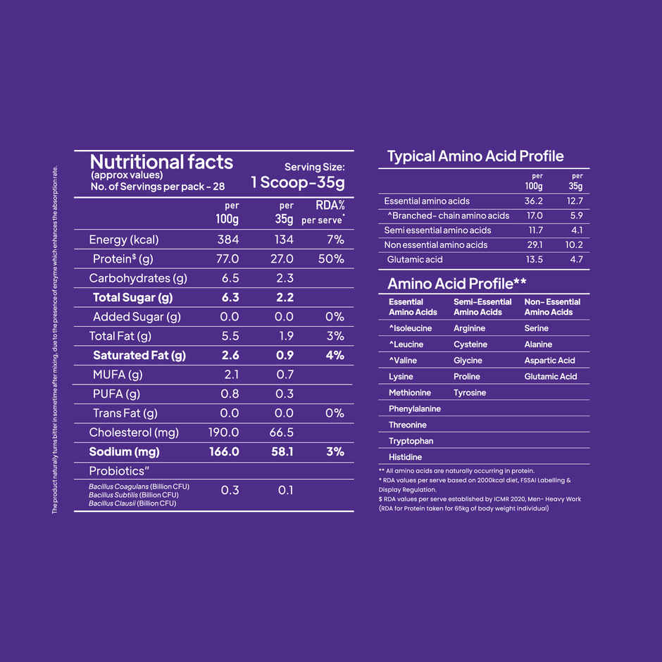 Yoga Bar ProClean Whey Protein Concentrate,27g Protein per Serve Unflavoured, Clean & Light