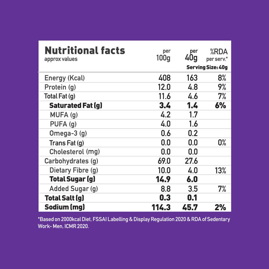 Yoga Bar Muesli Dark Chocolate + Cranberry, Omega - 3, Nuts & Seeds, Fibre Rich