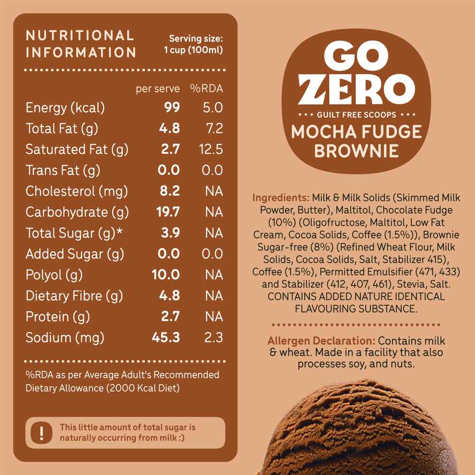 Go Zero Mocha Fudge Brownie Guilt Free Ice Cream Cup