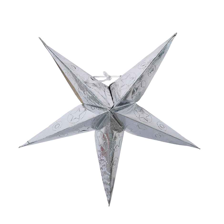 Christmas Hanging Silver Star Lantern | 27 cm | Mad Over Print