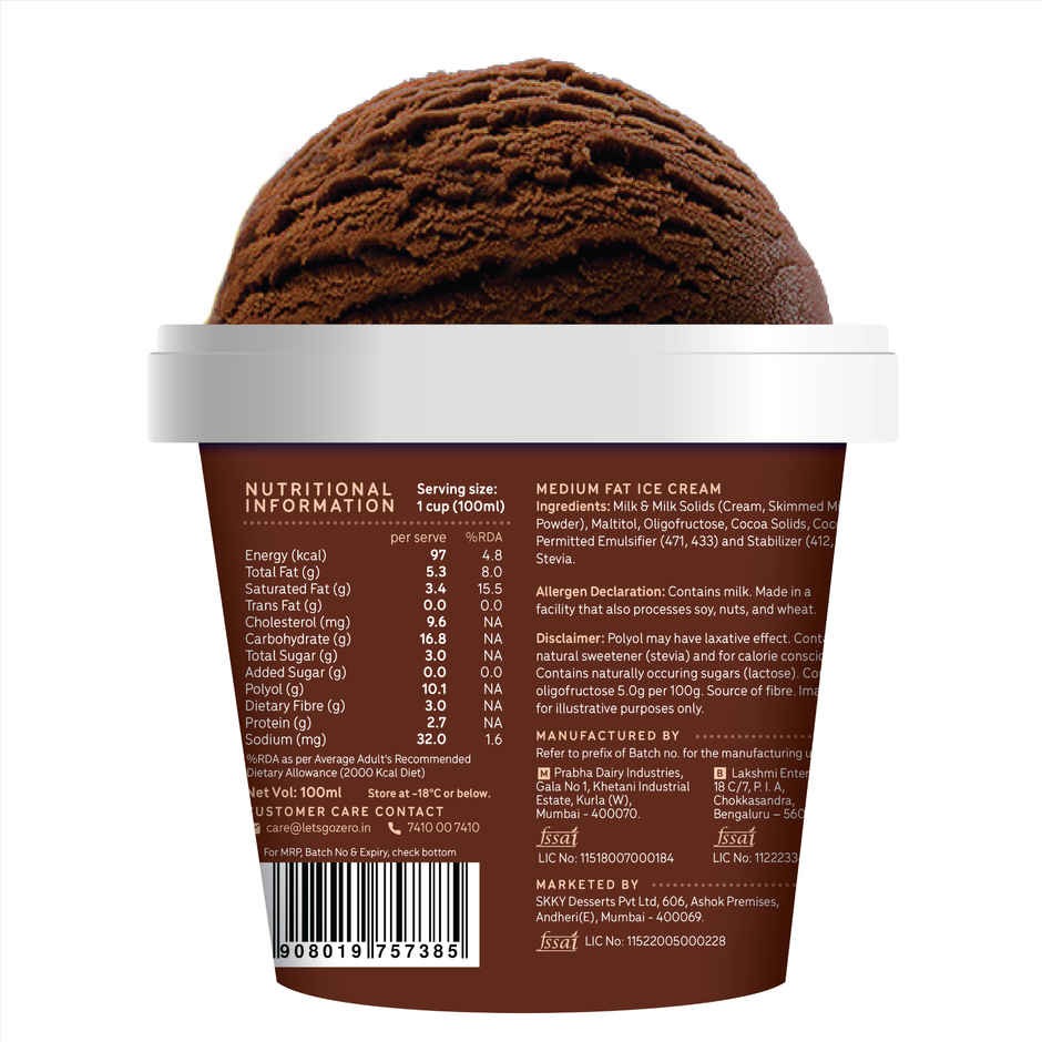 Go Zero Belgian Dark Chocolate Guilt Free Ice Cream Cup