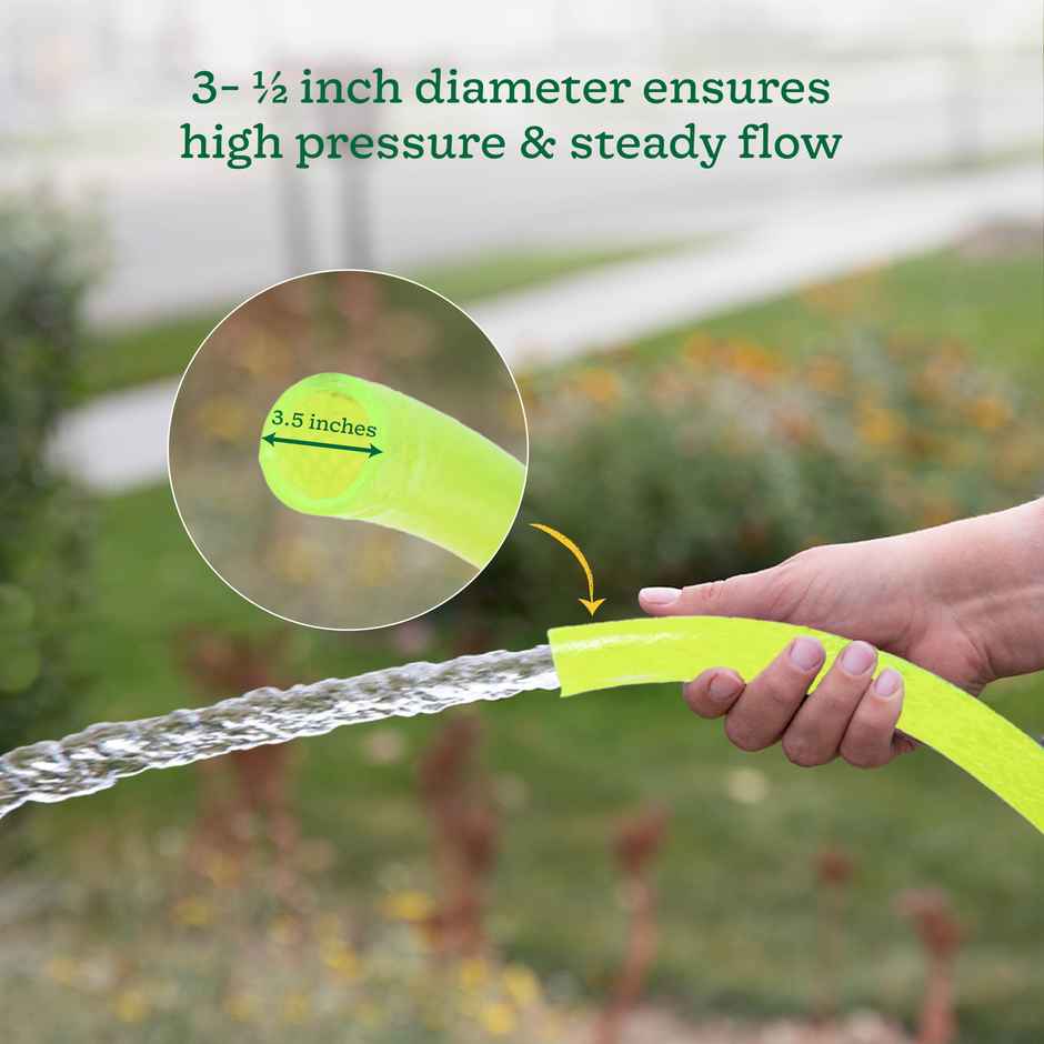 Ugaoo Flexi Water Hose PVC Pipe with Leak-Proof Tap Adaptor | Yellow - 10 m