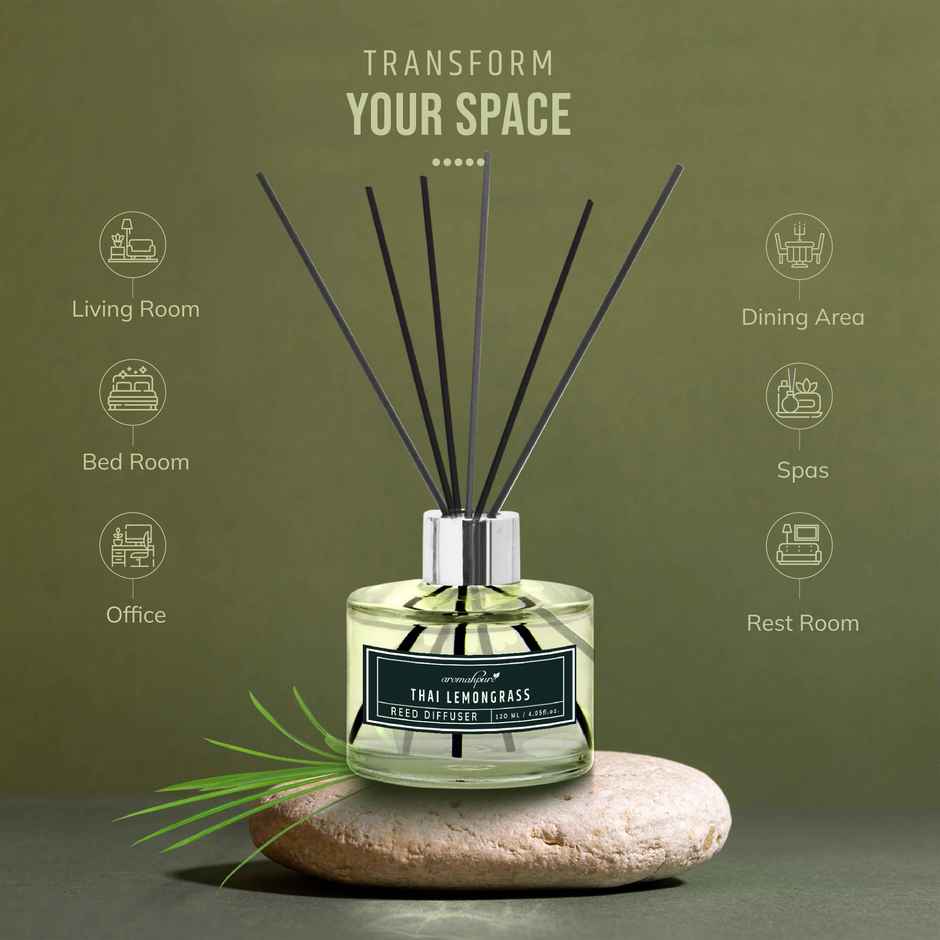 Aromahpure Premium Reed Diffuser - Lemongrass, With 6 Fiber Reed Stick