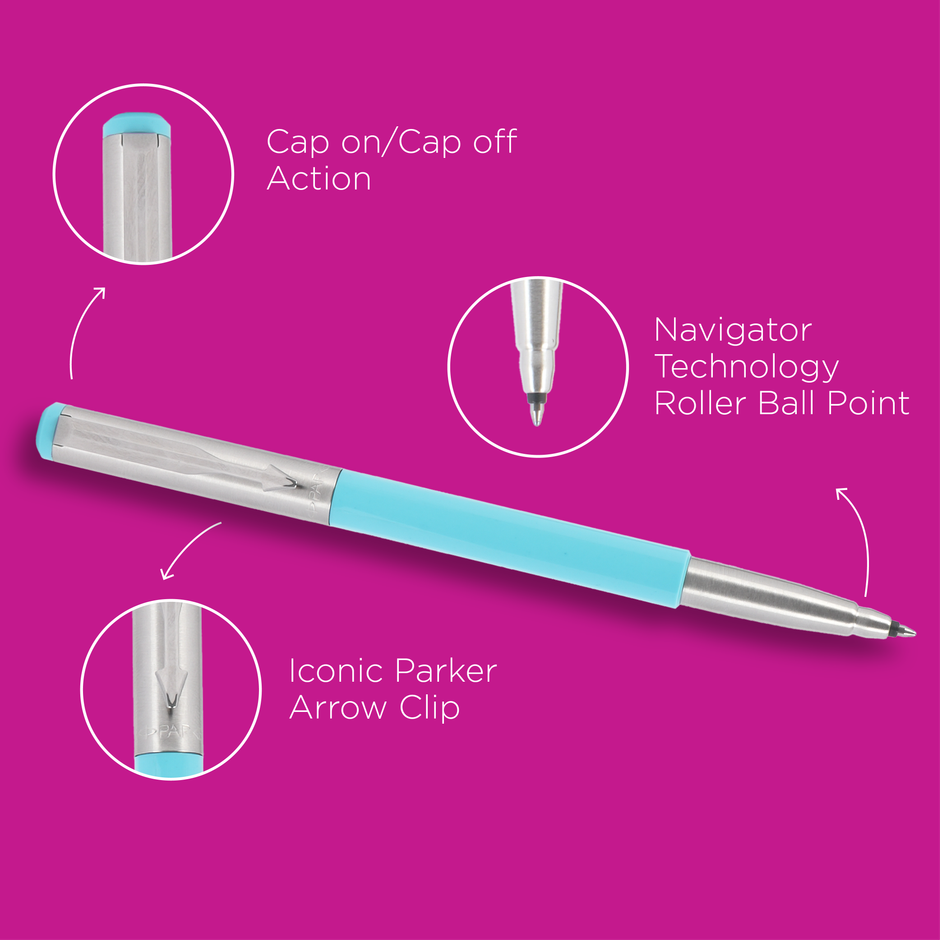 Parker Vector Metallix Turquoise Roller Pen & Notebook | Gift Set