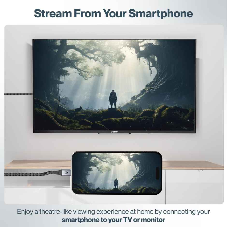 Ambrane ACHDMI-15 1.5M Type C to Hdmi Cable Supports Arc & Cec Extension, 4K Resolution Compatible with Type C Smartphones, iPhone 15/Pro, MacBook, Ipad Pro, Tablets, Laptops & Projectors - Black