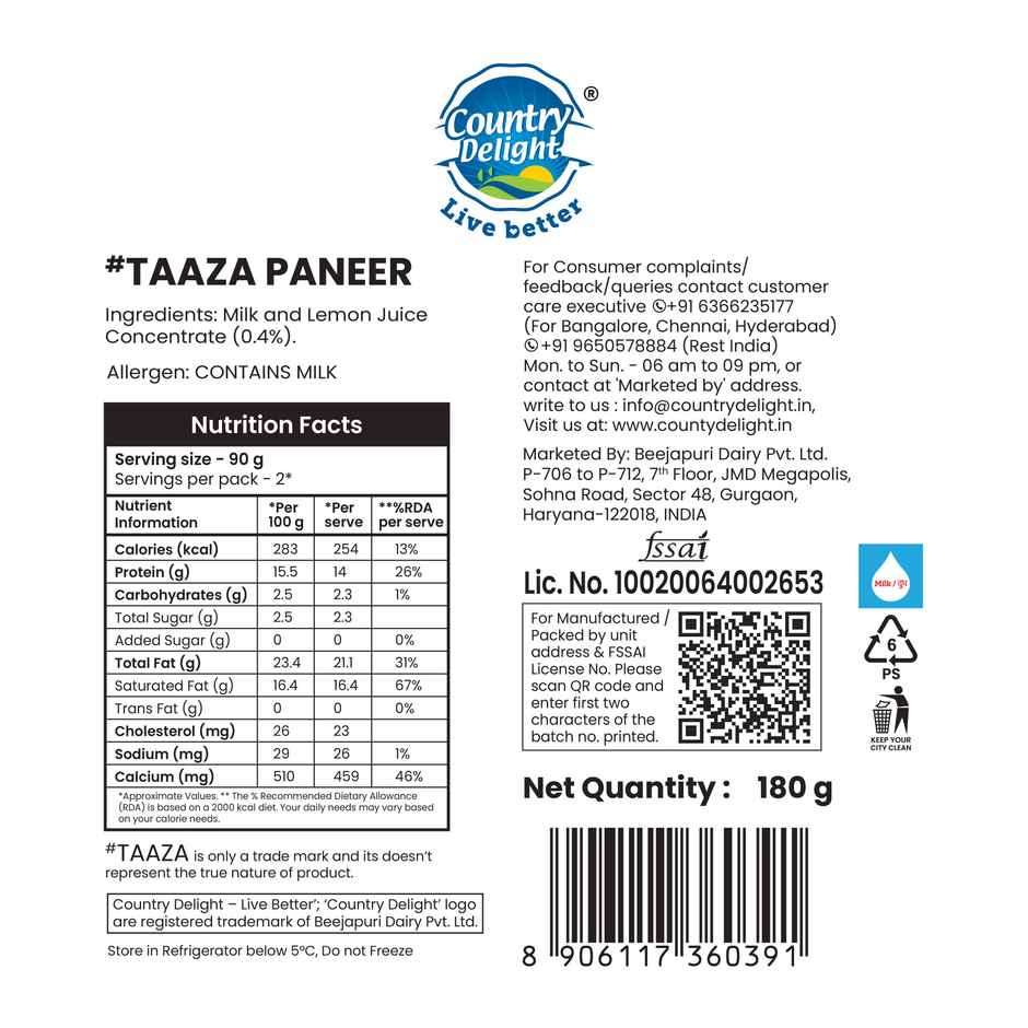 Country Delight - Taaza Paneer