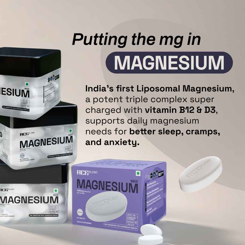 Ace Blend Max Magnesium Tablets 440mg | Magnesium Glycinate - Liposomal Lipoza - Aquamin