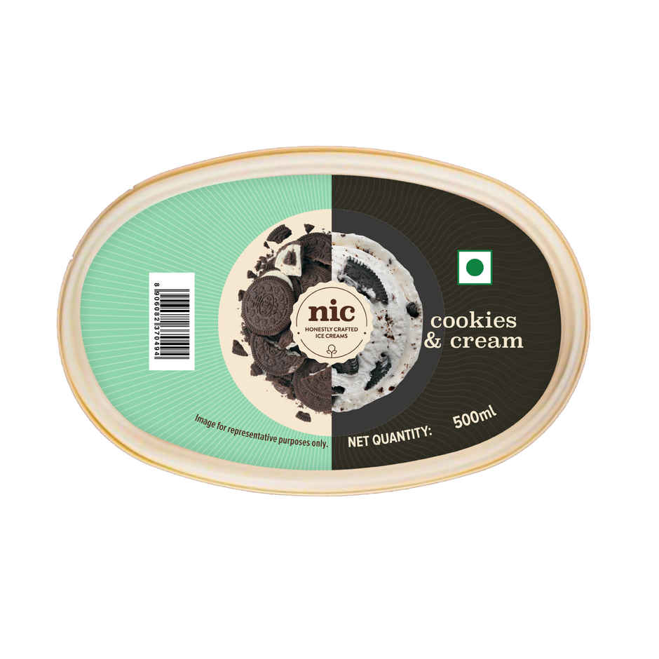 NIC Cookies N Cream Ice Cream Tub | Preservative Free | No Artificial Flavors